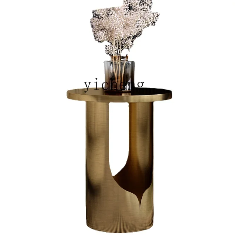 

Tqh Minimalist Light Luxury Side Table Electroplated Stainless Steel Nordic Modern Minimalist Living Room Furniture Set
