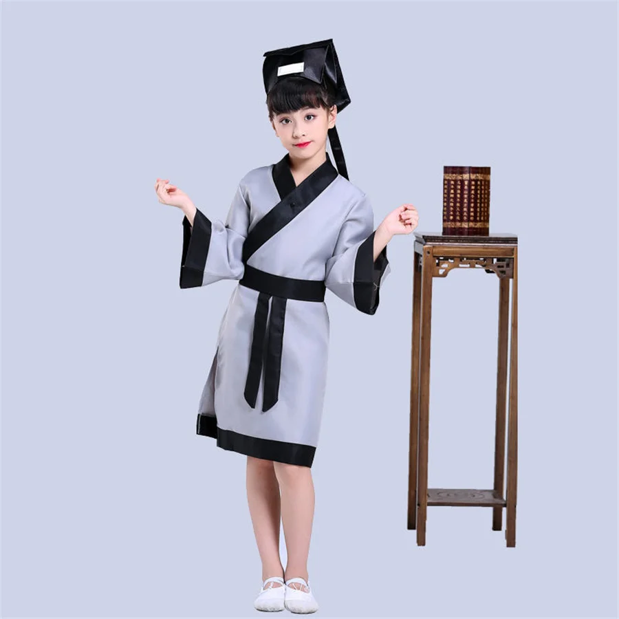 Disfraz de Hanfu tradicional de China para niños, Kimono de estudiante antiguo, traje de cosplay de escenario étnico Vintage