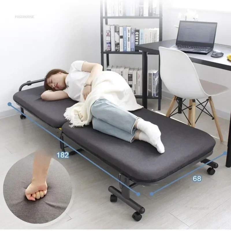 

Simple Metal Bedroom Folding Beds Comfort Single Bed Adult Mobile Office Lunch Break Beds Hospital Escort Bed Portable Camp Bed