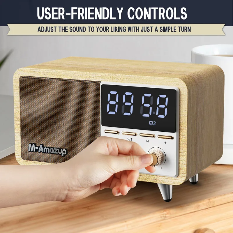 

Мини-портативный Bluetooth-динамик, высокое качество, ретро, деревянный домашний беспроводной сабвуфер, многофункциональный будильник, FM-карта, MP3-плеер