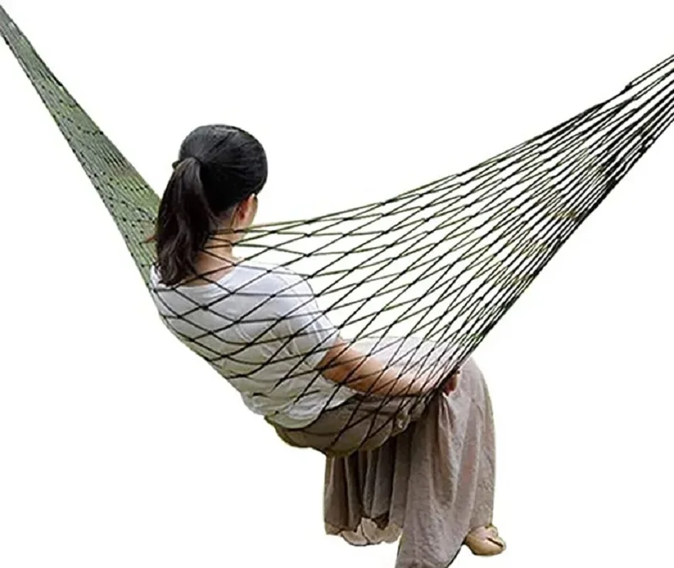 Simple Single Nylon Net Hammock Swing Hanging Sleeping Bed Chair Lightweight Premium Quality Hammock For Travel Camping Garden