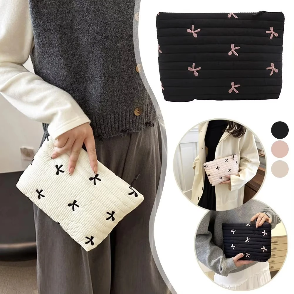 

Women's Makeup Tote Bag Printed Bow Tie Cosmetic Pouch Portable Makeup Bag Large Outdoor Travel Essentials Toiletry Organizer