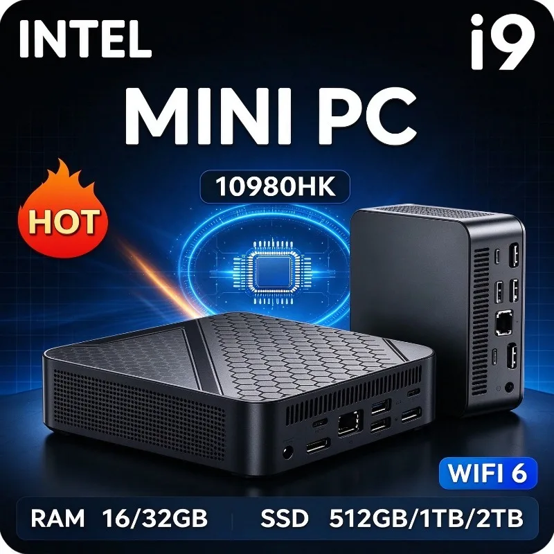 I9 10980HK Mini PC Compact Desktop Computer Honeycomb Cooling Multiple Ports Space‑Saving for Home Office Business