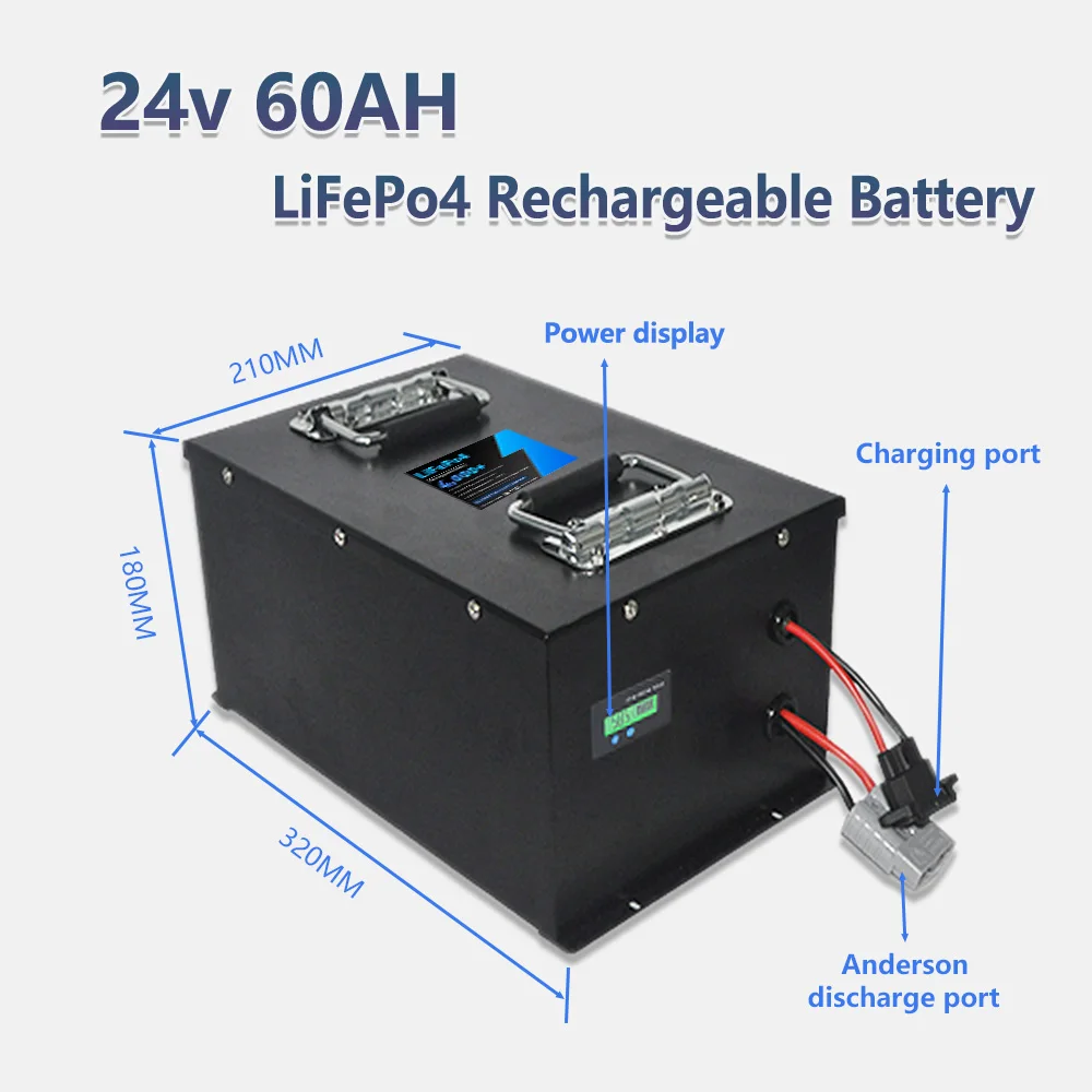 24V 60AH Lifepo4 With 10A Charger Lithium Iron Phosphate Battery Pack Perfect For Solar Energy Storage AGVs Intelligent Robot RV