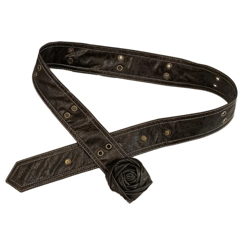 

Eye Catching Waist Belt Stereo Flower Buckle Waist Belt PU Leather Wide Belt Adjust Coat Dress Female Harajuku Waistband