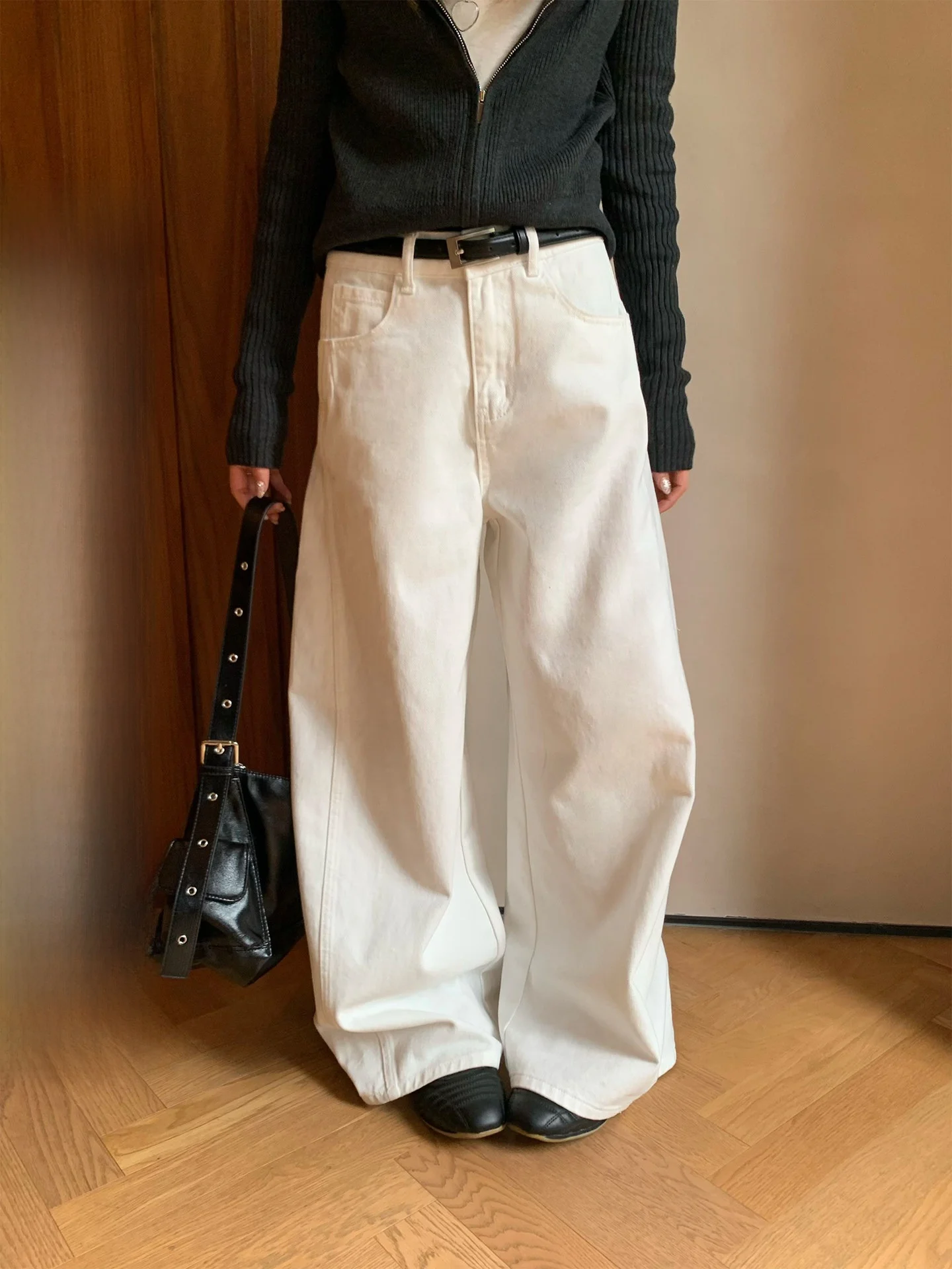 White Wide Leg Pants Women's High Waist Loose Straight Floor-Length Casual Trousers All-Match Autumn New Style Song Zhengen