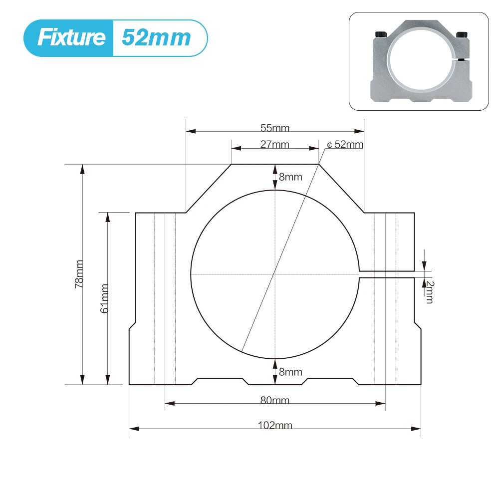 Abrazadera de husillo de aluminio de 52mm, 56mm, 65mm y 80mm, soporte de Motor para máquina enrutadora de grabado CNC, conector de diámetro