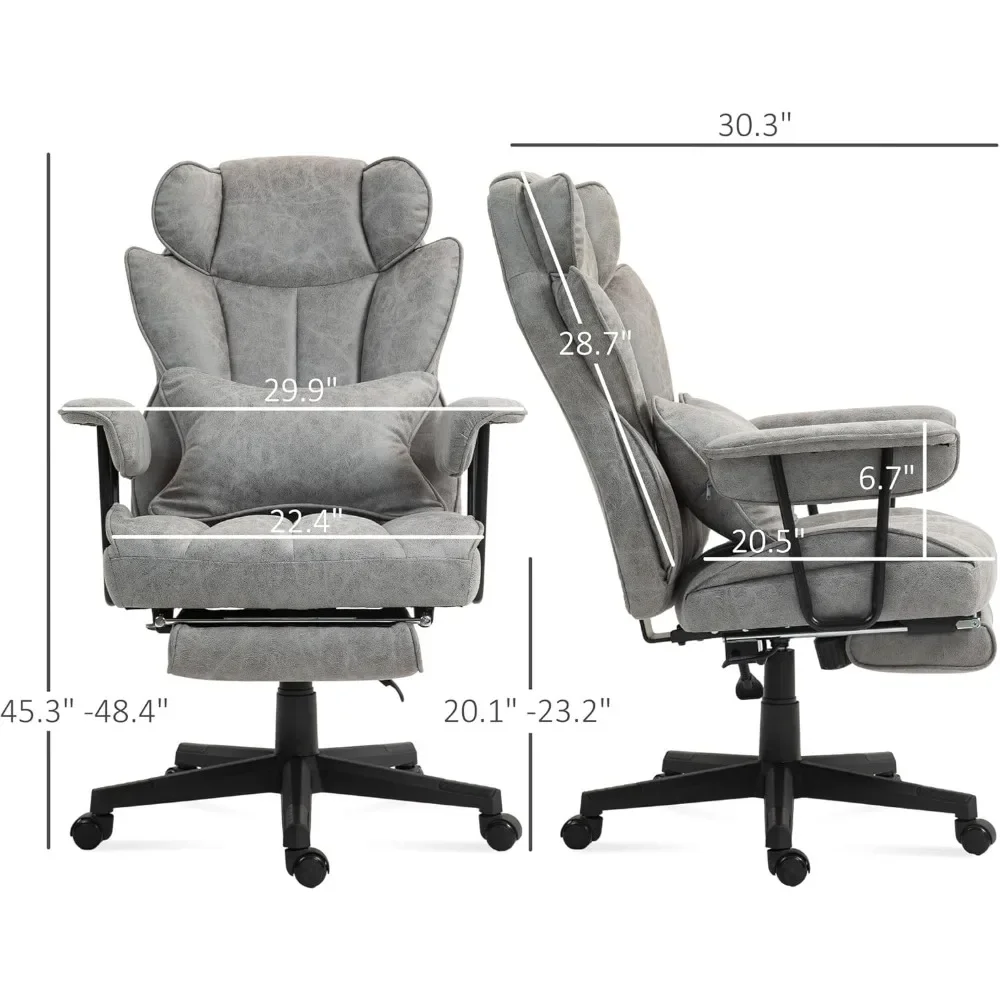 Massage Executive Office Chair with 6 Vibration Points, 400LBS Heated Big and Tall Office Chairs with Foot Rest, Chair