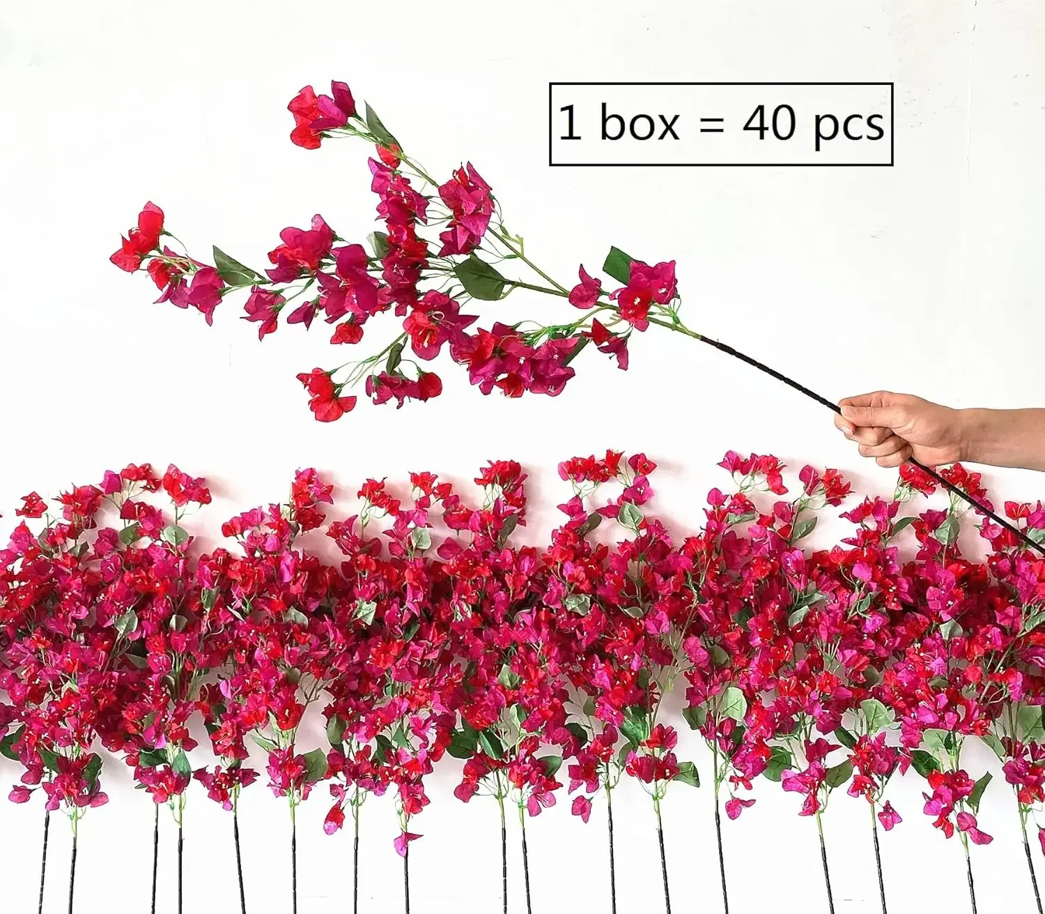 40Pcs in Bulk Artificial Bougainvillea Silk Flowers Branches Long Plant Stems 45