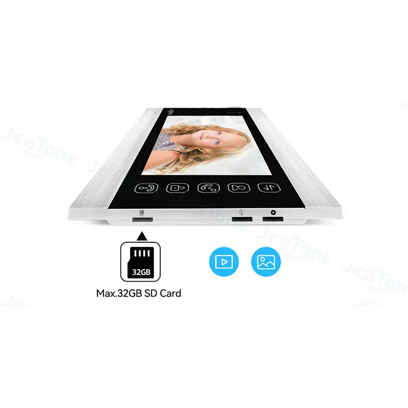 Jeatone Video Intercom System 4 Apartment 7 Inch Touch Screen Monitor 1200TVL Video Doorbell Intercom In Private House