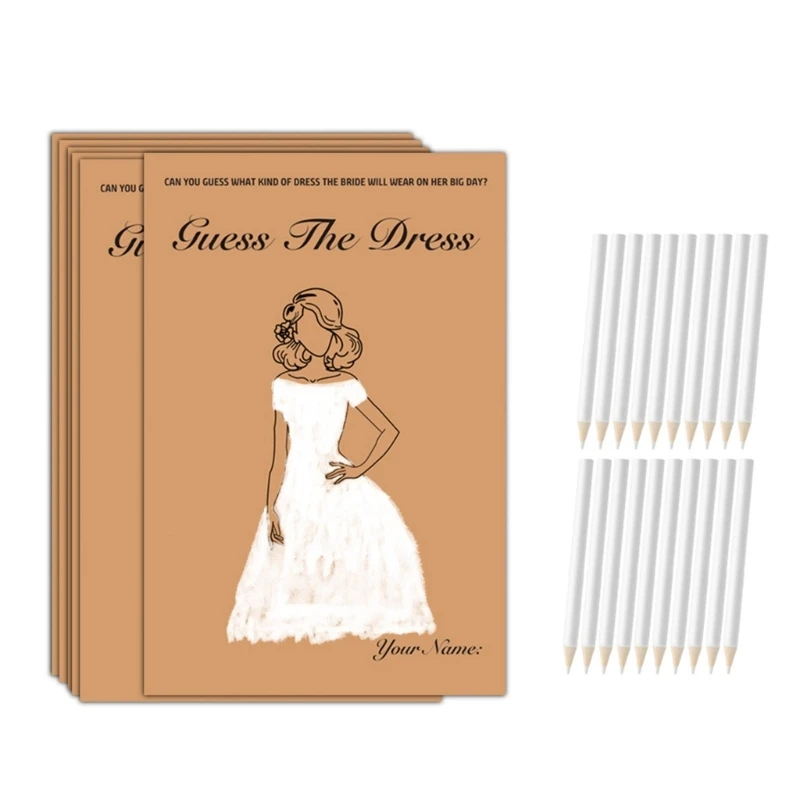 

53CC 1 Set Wedding Shower Games Cards and Pencils Set for Guests Bridal Shower Games