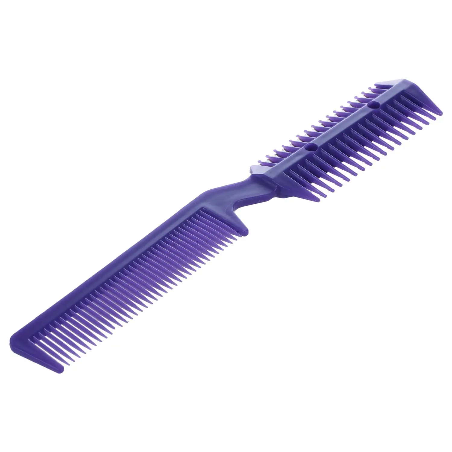 Metal Blade Razor Plastic Hair Comb Cutter Trimmer Purple