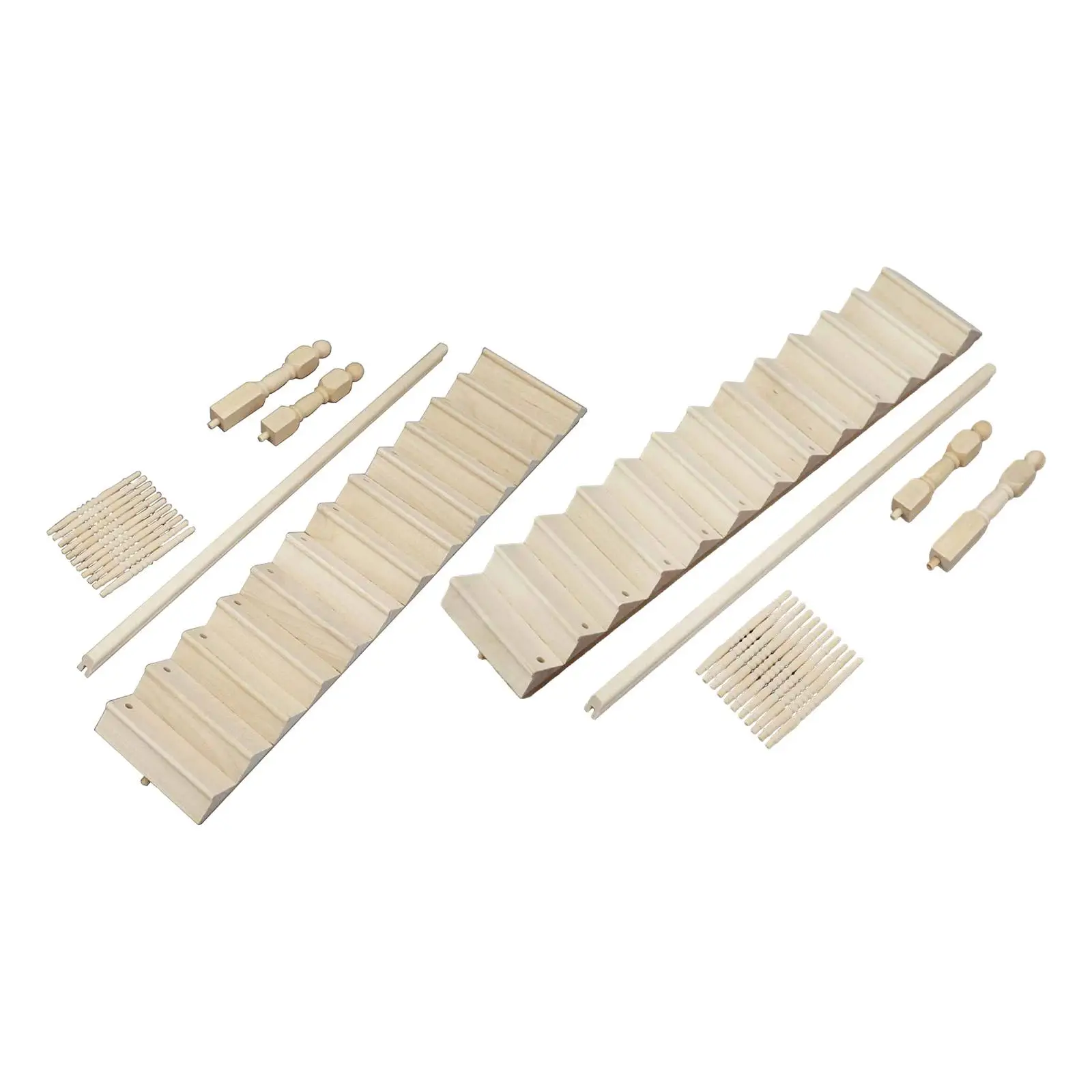 1:12 Scale Miniature Wood Dollhouse Staircase Mini Staircase Ornament Doll House Accessories Handrail Model for Sand Table Model