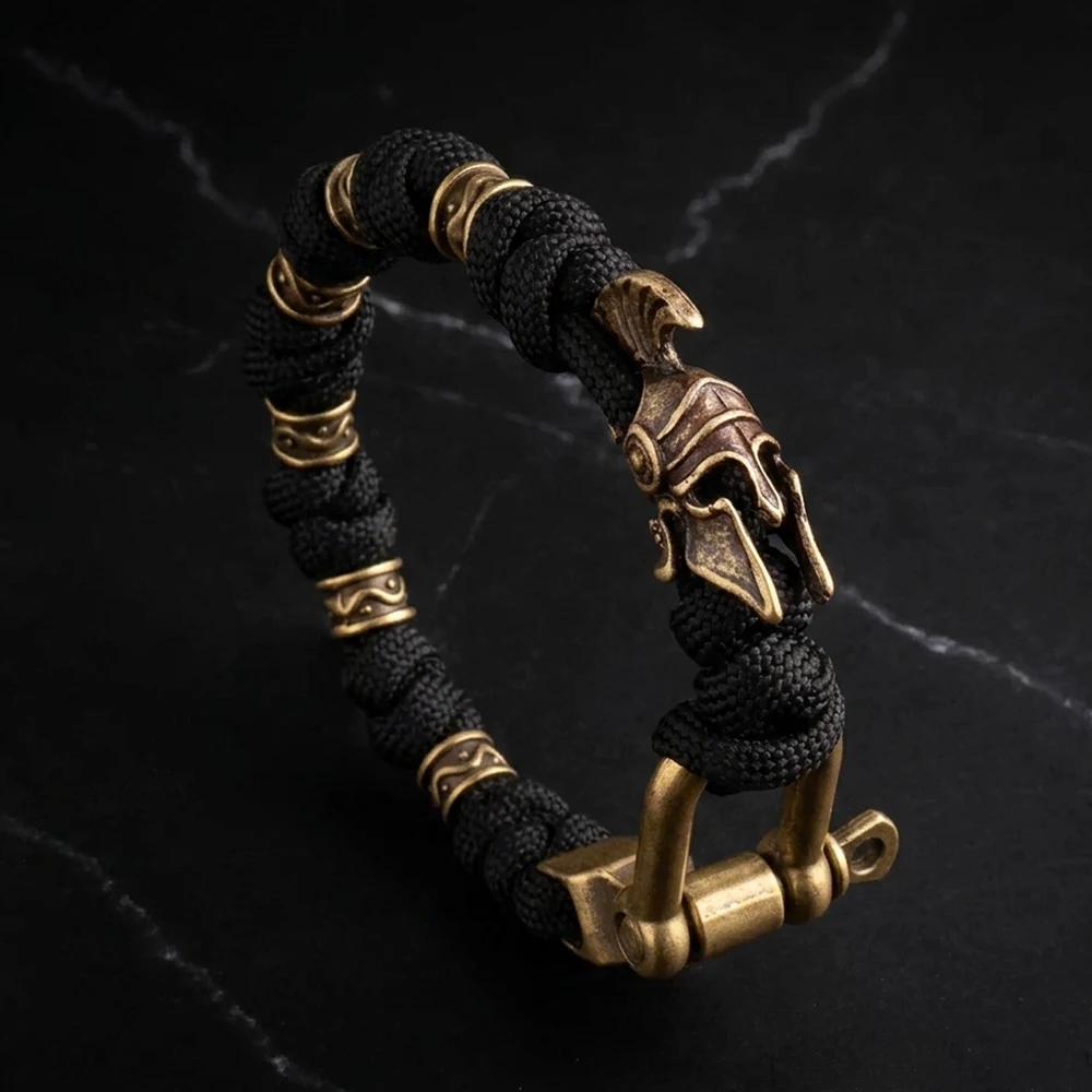 Paracord Spartan Warrior Helmet Bracelet Men's Adjustable Outdoor Survival Handmade Jewelry Best Gift Dropshipping
