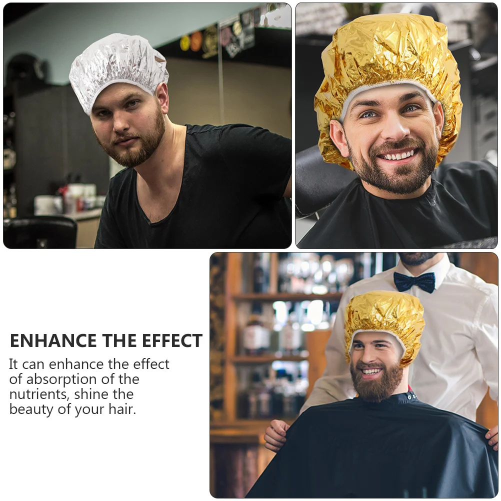 

12Pcs Heat Thermal Cap Aluminum Foil Hair Processing Cap for Deep Conditioning and Coloring Elastic Salon Shower