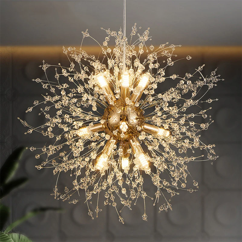 

Modern Sky Star Fireball Crystal Chandelier Indoor Lighting Dandelion Pendant Light Dining Room Bedroom Bar Lighting Fixtures