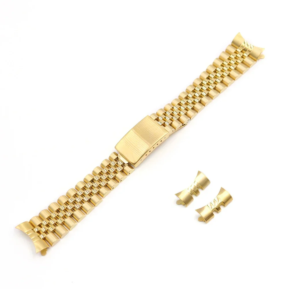 Rolamy 19mm 20mm 22mm Wholesale Hollow Curved End Solid Screw Links Replacement Watch Band Strap Old Style Jubilee Dayjust