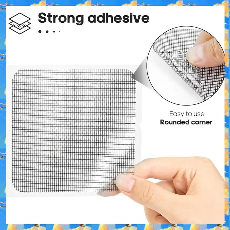 FTS 14 Sheets Window Screen Patches Repair Kit, 3 Sizes Window Screen Repair Kit For Mesh Screen Door, Screen Repair Tape