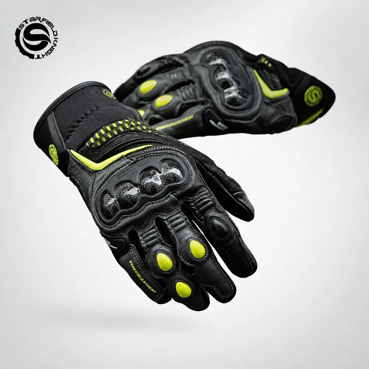 STAR KNIGHT Motorcycle Riding Gloves Men Women Sheepskin Leather Touchscreen Carbon Fiber Knuckle Breathable Full Finger