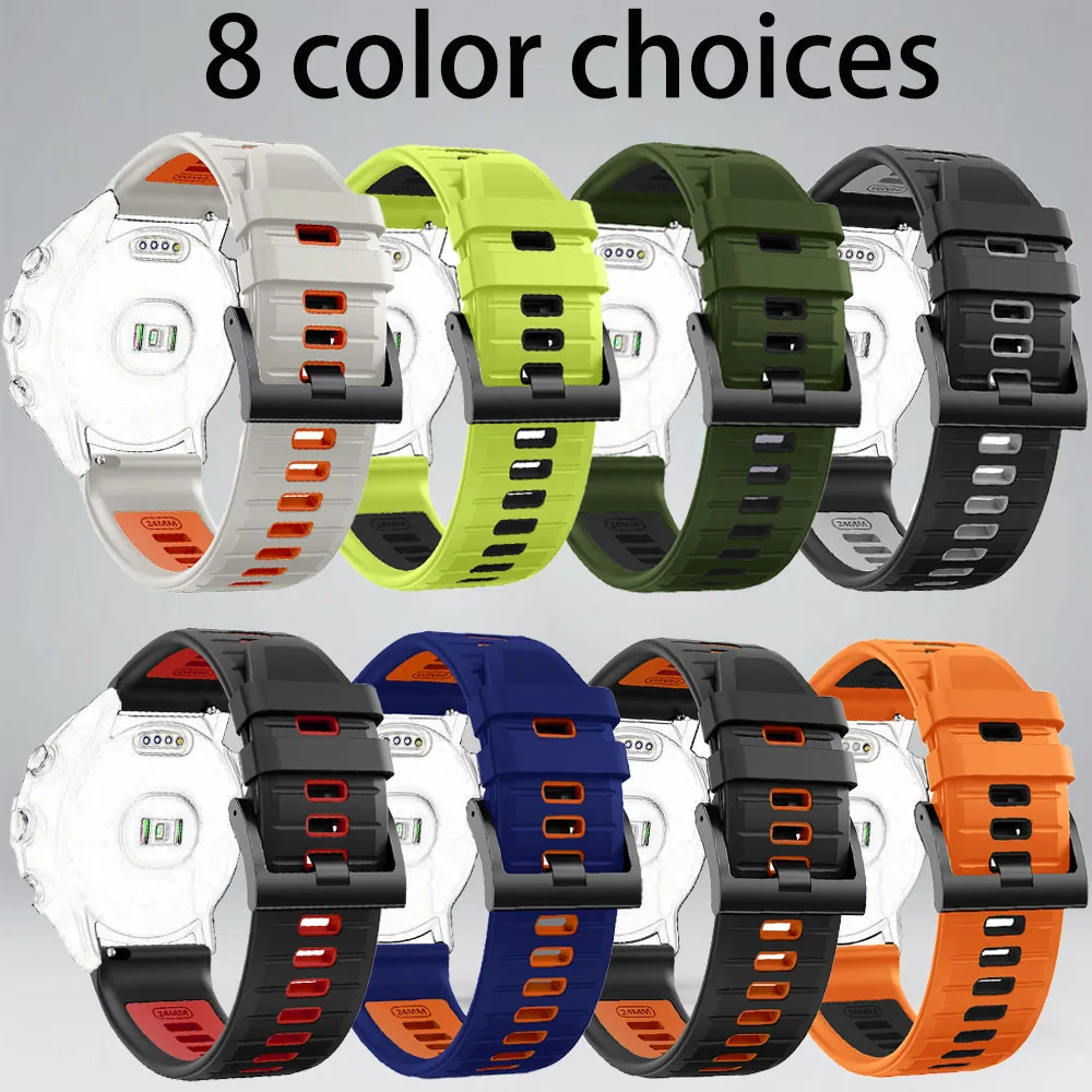 24mm Silikonarmband für TicWatch Pro 5 / Zeblaze Ares 3 / COROS APEX 4 46mm / Venu X1 Smartwatch-Armband