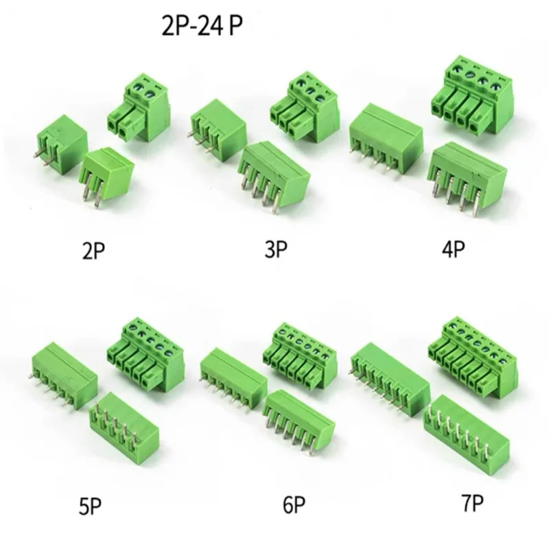 10pcs  Plug-in terminal block KF2EDGK-pitch 3.5MM 2P 3P 4P ~ 22P Phoenix terminal Straight /curved needle seat