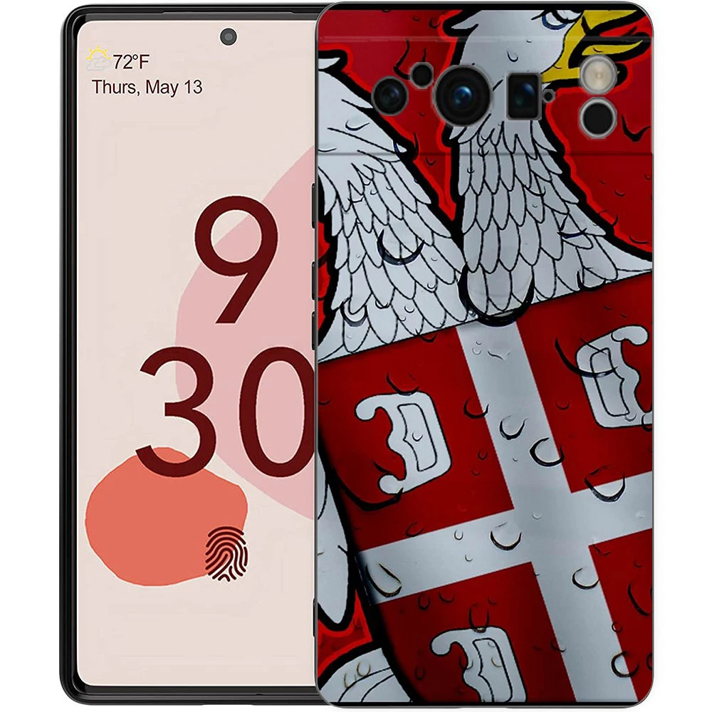 صربيا العلم لجوجل بكسل 8 برو جراب هاتف بكسل 9 برو XL حافظة من البولي يوريثان بكسل 8 برو 8A 7A 7 6A 6 برو غطاء أسود ناعم