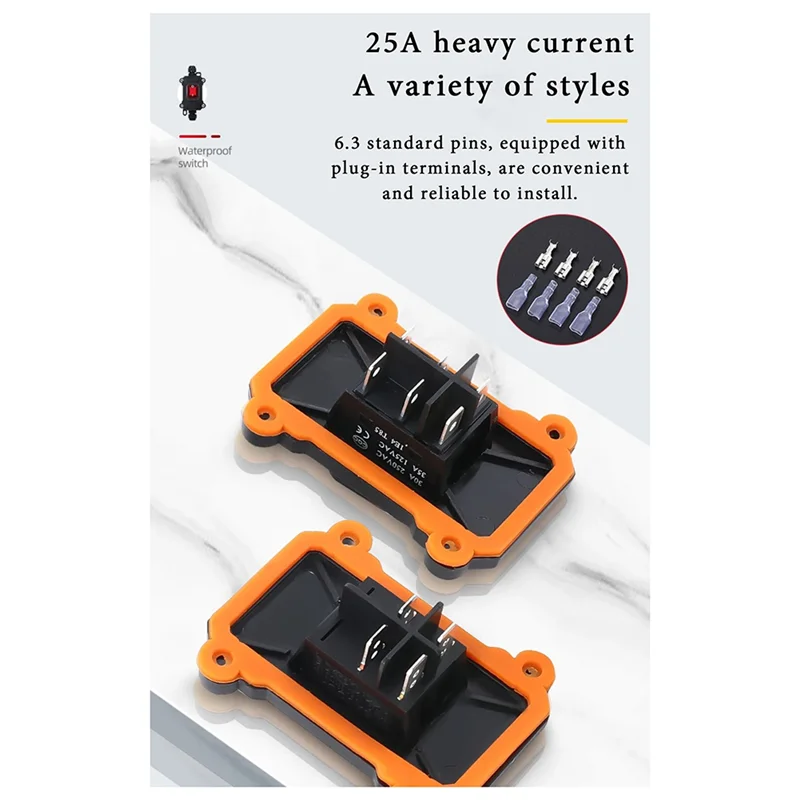 AB53 Ship-Type Waterproof Switch With IP65 Shell Rocker Electrical Equipment ON/OFF With LED Light Power Button(D) Easy Install