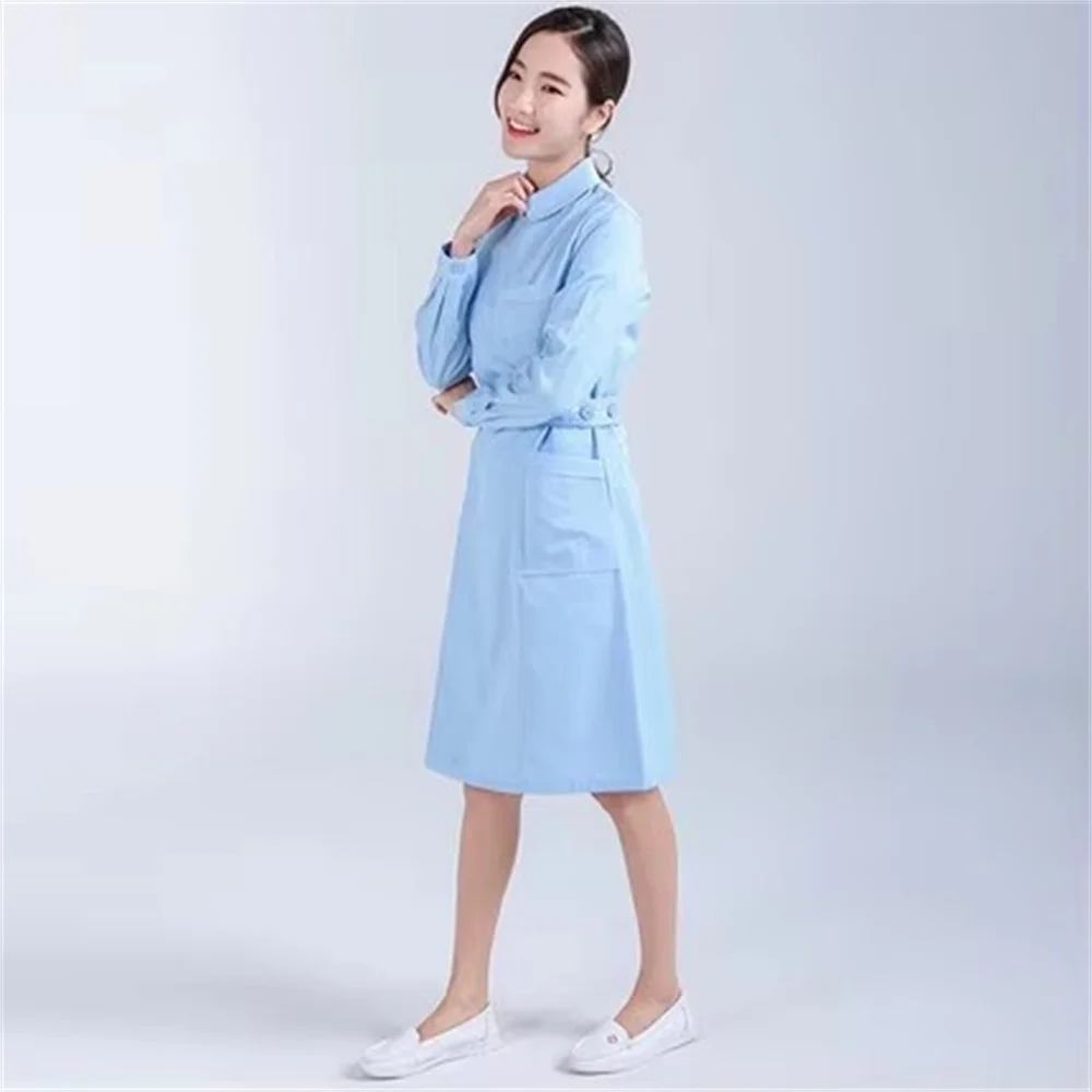Vêtements d'infirmière à manches longues, vêtements de printemps pour femmes, poitrine partielle, poudre blanc vert, Slim, beauté, pharmacie, vêtements de travail dentaire