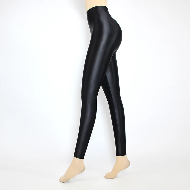 S-3XL new women's oily gloss tights tights tight wet look opaque sexy high-waisted nine-point pants smooth good elastic leggings