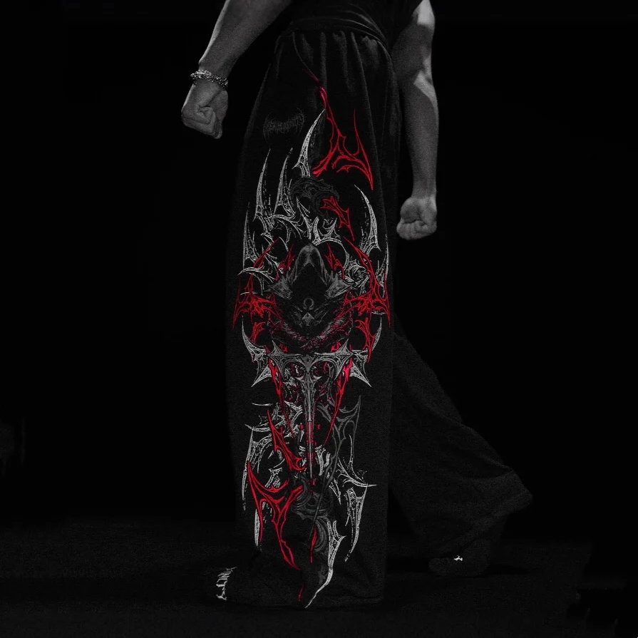 アメリカンゴシックスタイル-ルーズフィット-ストレートレッグ-スポーツパンツ-フィットネス-カジュアル-ロングパンツ-通気性-吸湿発散性-耐摩耗性