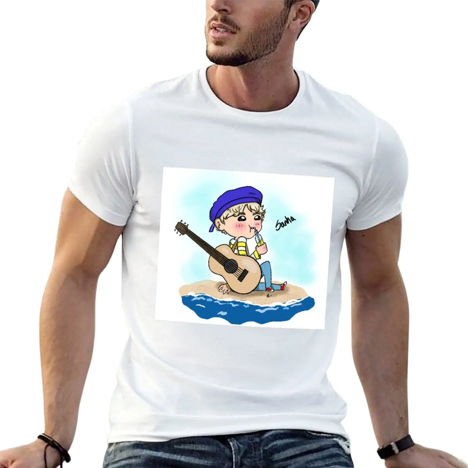 

Футболка Beach Yoon Sanha, мужские хлопковые мягкие футболки с принтом, мужская футболка