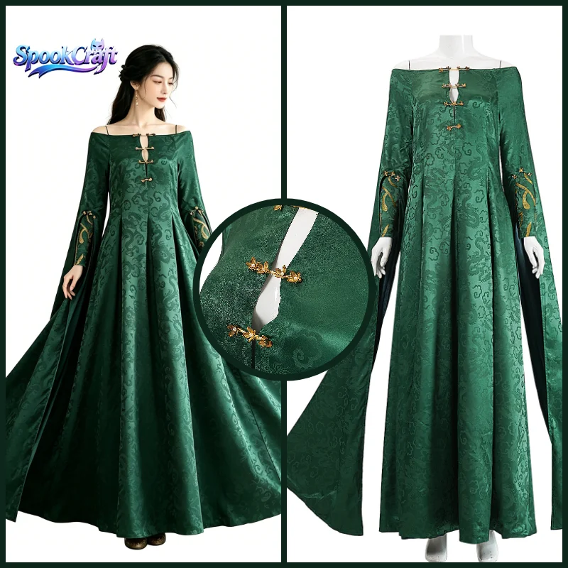 Disfraz de Cosplay de Alicent Hightower de la Serie House of the Dragon, Vestido de Reina Medieval, Traje para Representaciones Escénicas de Halloween