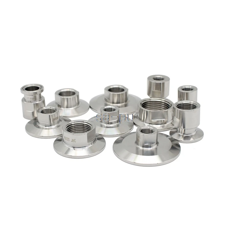 NPT Female Thread TC 25.4mm-64mm Three-Clamp Sanitary Pipe Joint 1/4
