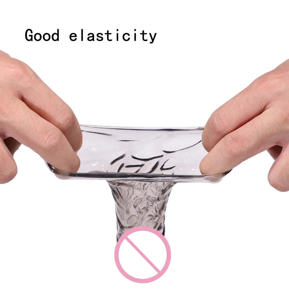 Extension Reusable Condom Penis Sleeve Male Enlargement Time Delay Spike Clit Massager Cover Crystal Clear Condoms Adult 2