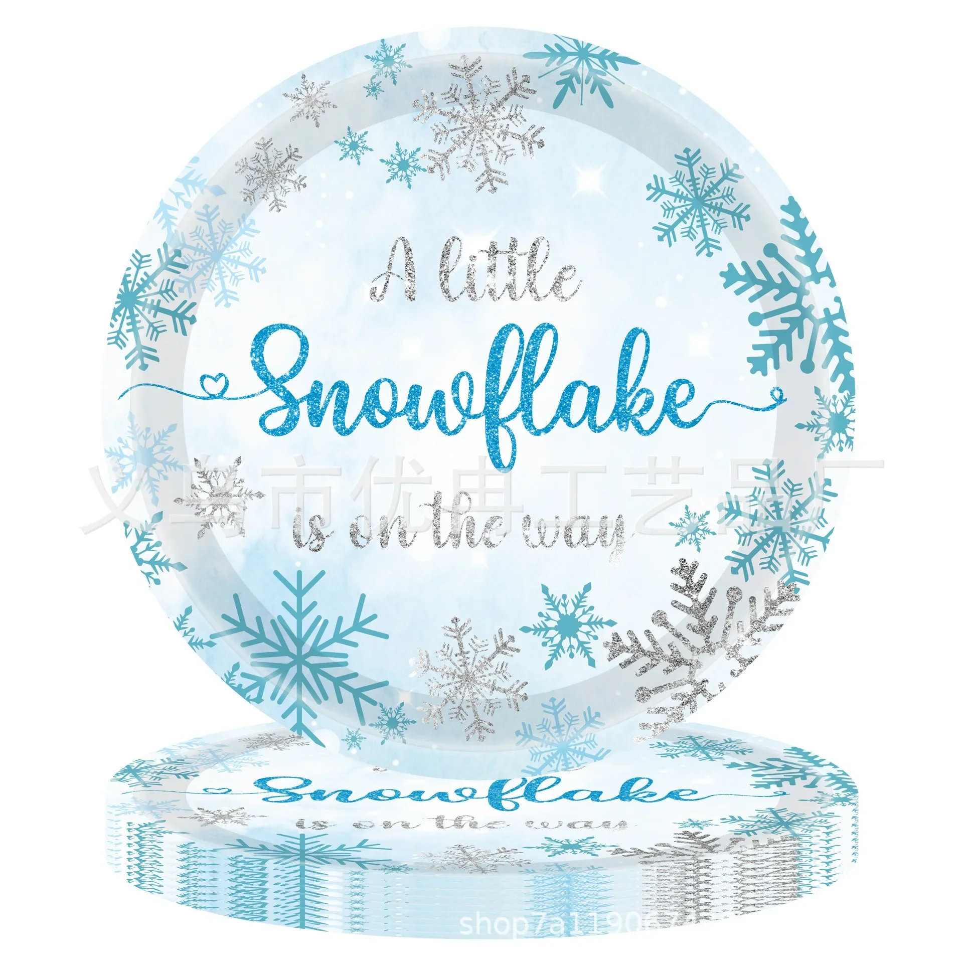 8Guests Blue Snowflake Disposable Tableware Christmas Snowflake Plates Napkin Noel 2025 Ice Snow Girl Happy Birthday Party Decor