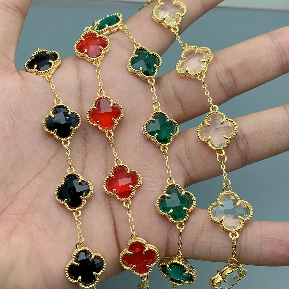 

Shiny Crystal Zircon Four Leaf Clover Bracelet For Women Fashion Five Flower Bracelets Gift Jewelry