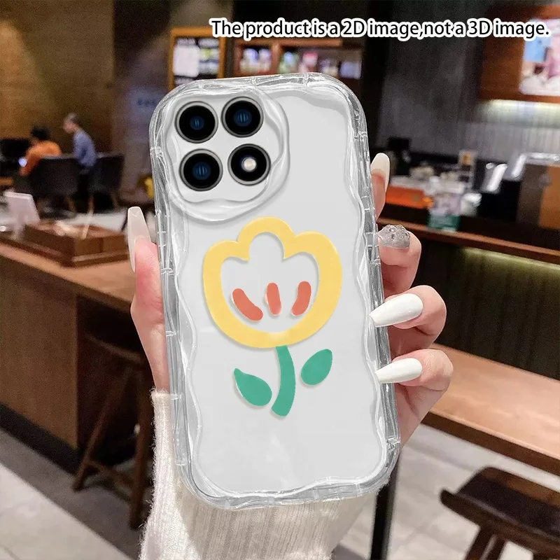 Phone Case For Samsung Galaxy S25 S23 S26 S24 Ultra Plus A56 A55 A57 A36 A15 A17 A06 Minimal Cartoon Flower Ripple Pattern Cover