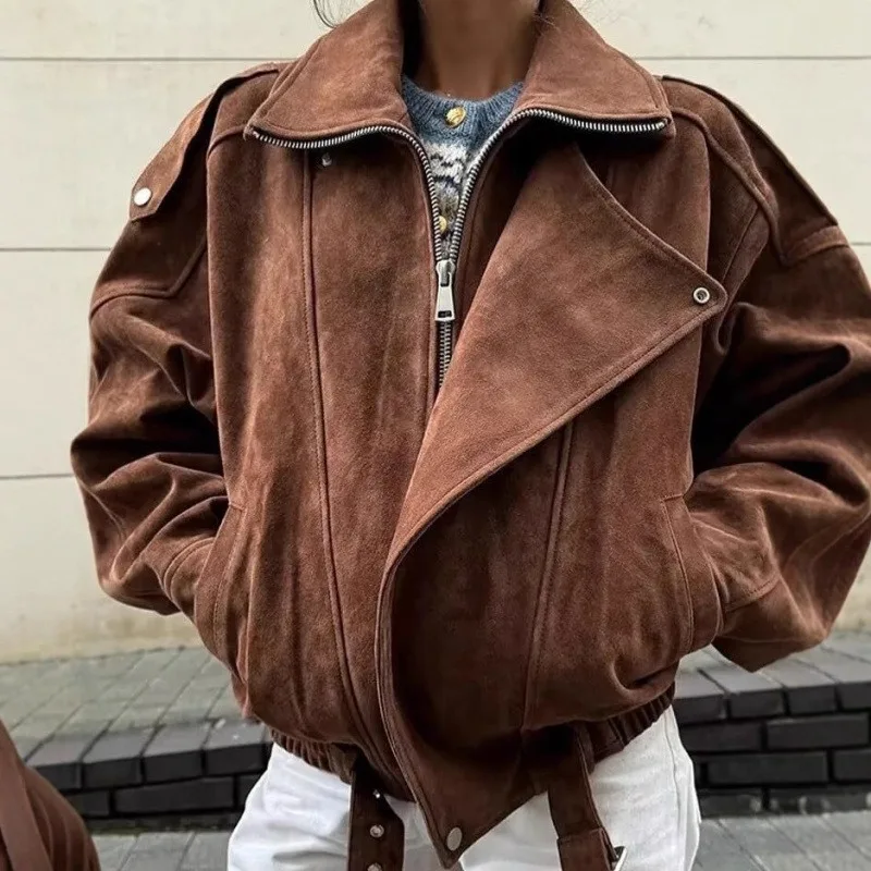 Women 2026 Autumn Winter New Hot Selling Solid Color Loose Suede Vintage Jacket Coat Outerwear Trendy Chic Fashion Daily Casual