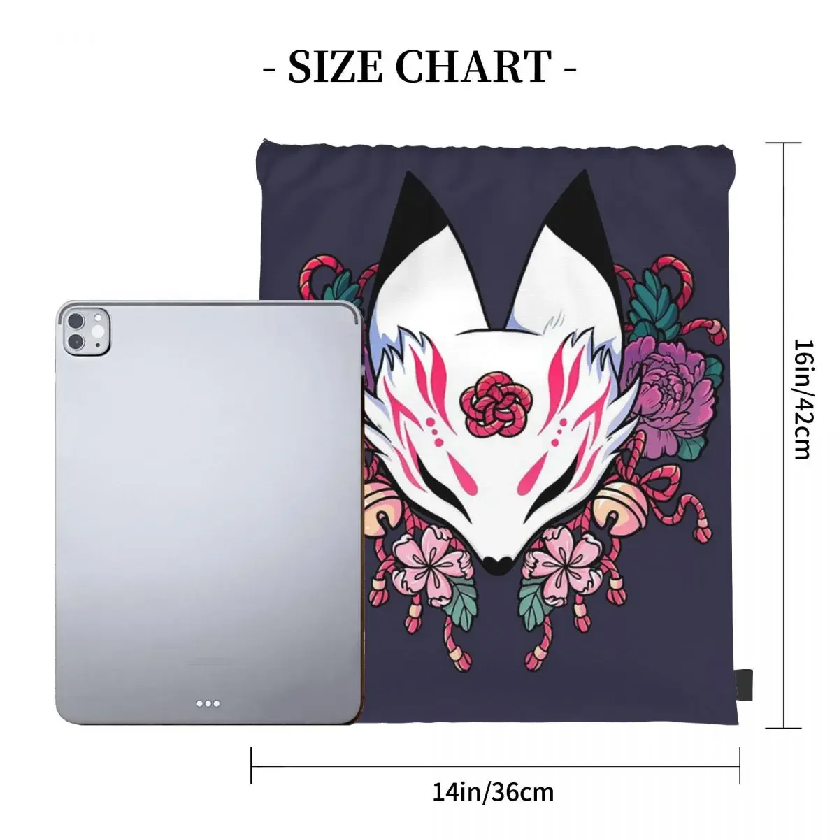 Fox Spirit Kitsune Backpacks Casual Portable Drawstring Bags Drawstring Bundle Pocket Storage Bag Book Bags Man Woman Students