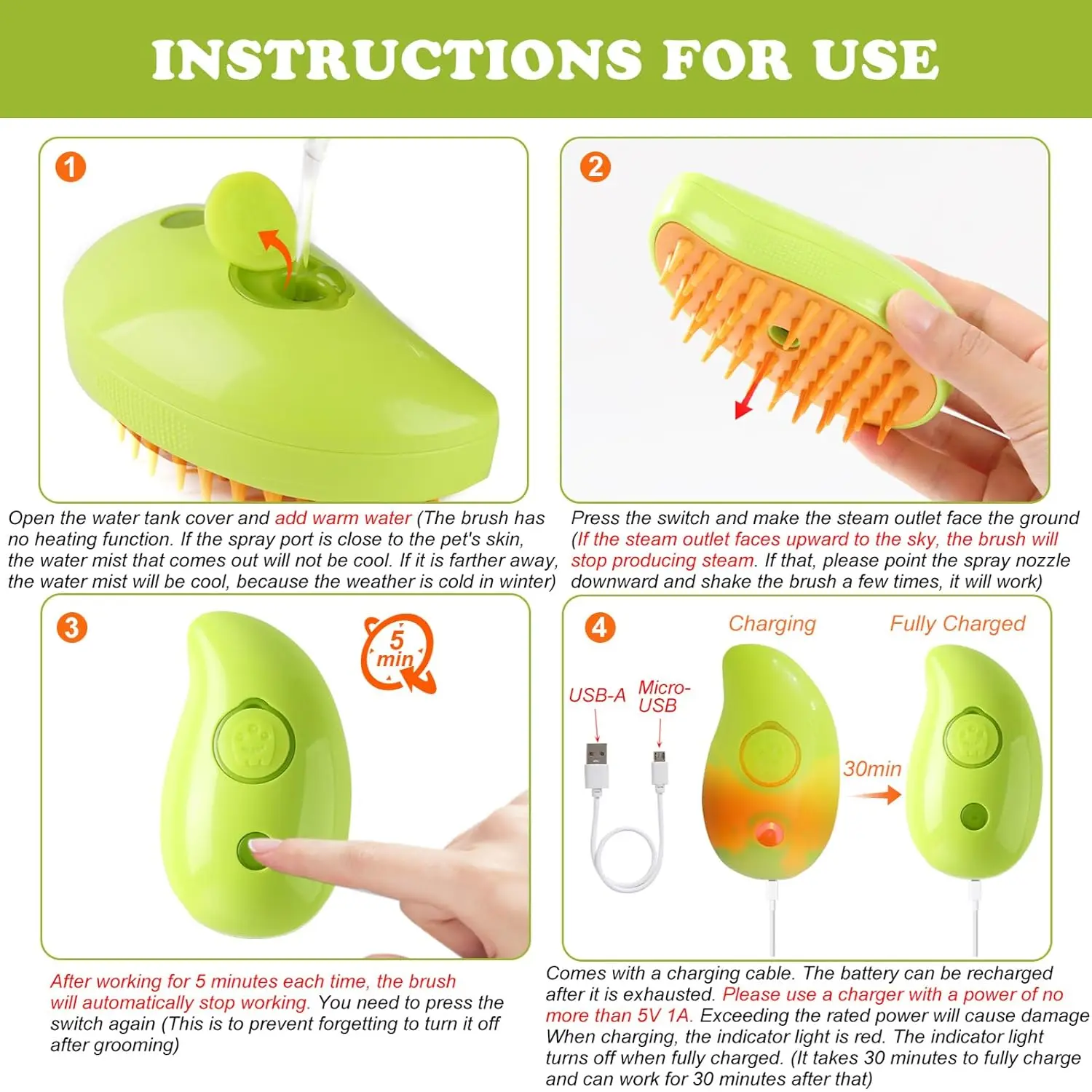 Cat Steam Brush Steamy Dog Massage Comb 3 in 1 Electric Spray Pet Grooming Comb Soft Silicone Removing Tangled and Loose Hair