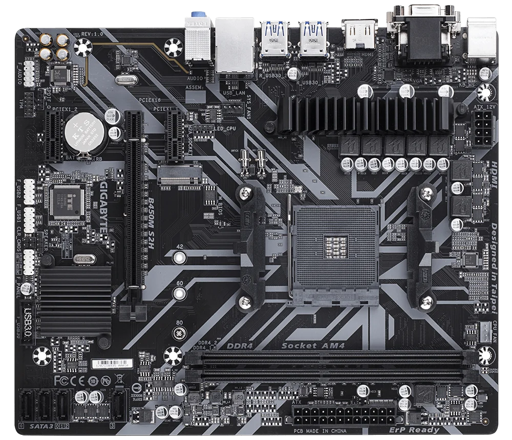 GIGABYTE B450M S2H With AMD AM4 DDR4 Micro ATX Usb 3.1 gen1