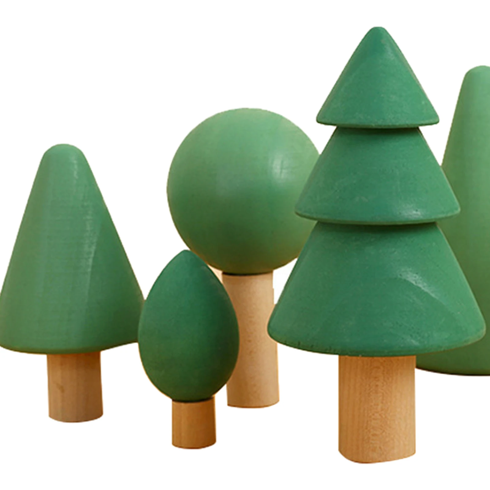 Solid Building Blocks Stacking Wooden Block Educational Toy Set for Toddlers, Tree Shapes