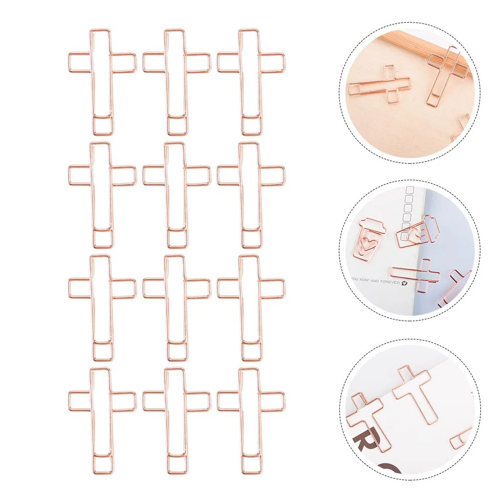 

12 Pcs Religious Studies Bookmark Cross Clip Clips Bible Journaling Clamps Heart-shaped Child