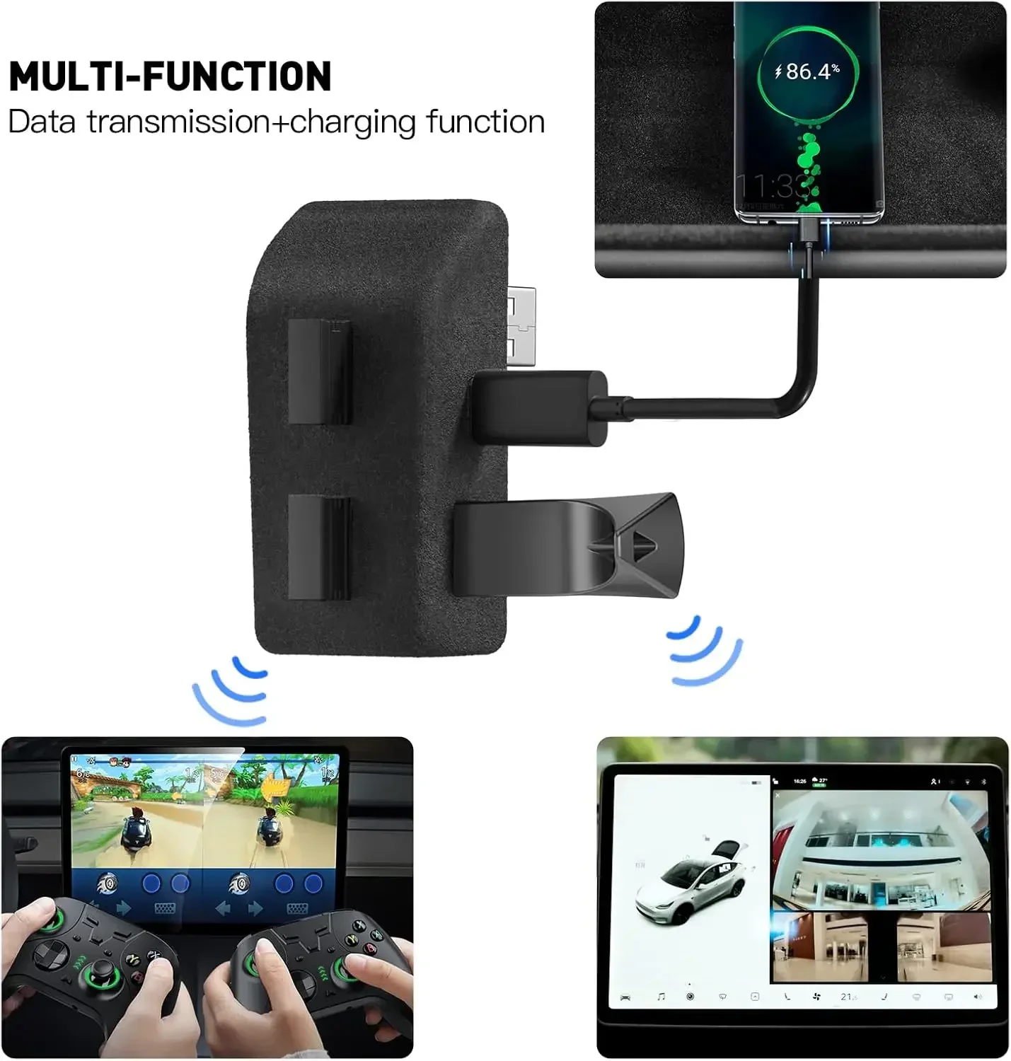 

For Tesla Model 3 Y Highland Juniper 2021-2025 Glove Box Docking Station High Speed 4 USB Shunt Hub Flocking Adapter Powered