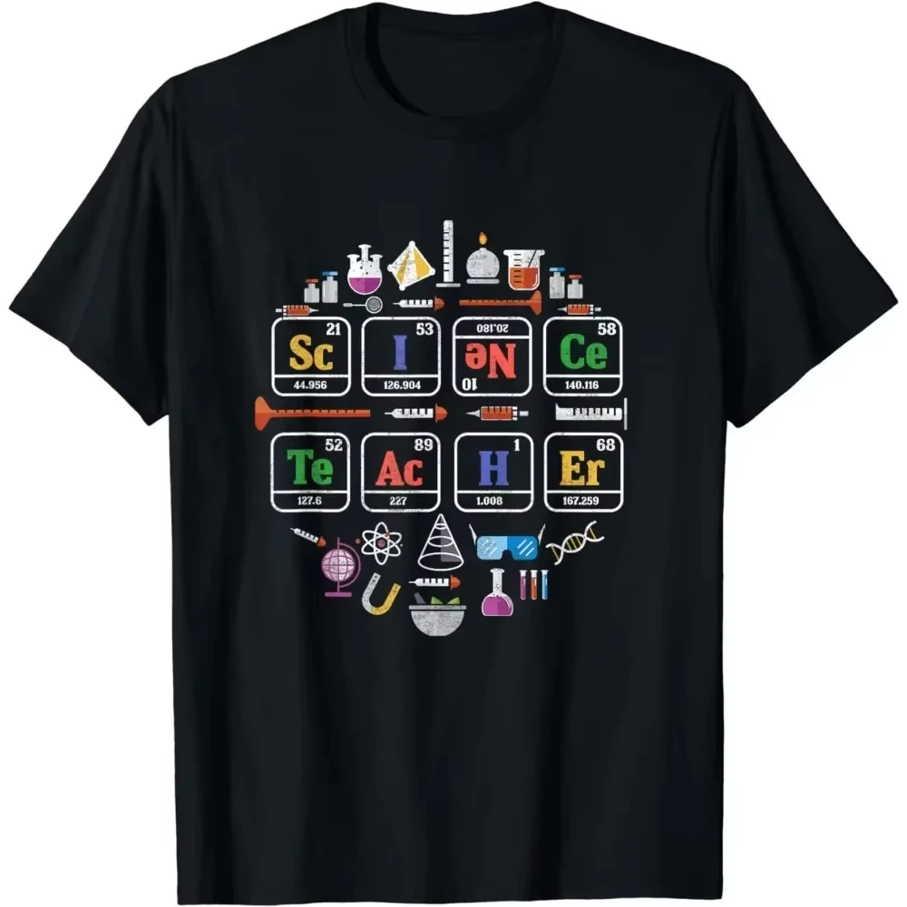 

Science Teacher Periodic Table Chemical Elements T-shirt Casual Crew Neck T-shirt Christmas Gift Summer Men Clothing Y2K Top