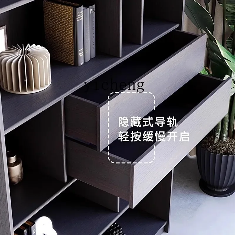ZK minimalist bookcase light luxury modern minimalist study bookshelf display cabinet storage solid wood home living room