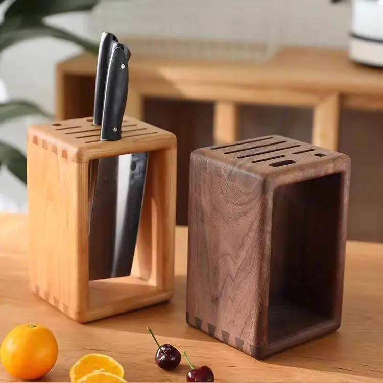 Artisan Wood Knife Storage System - Ventilated American Walnut Block for Chefs Knives & Cutting Boards, Anti-Slip Base