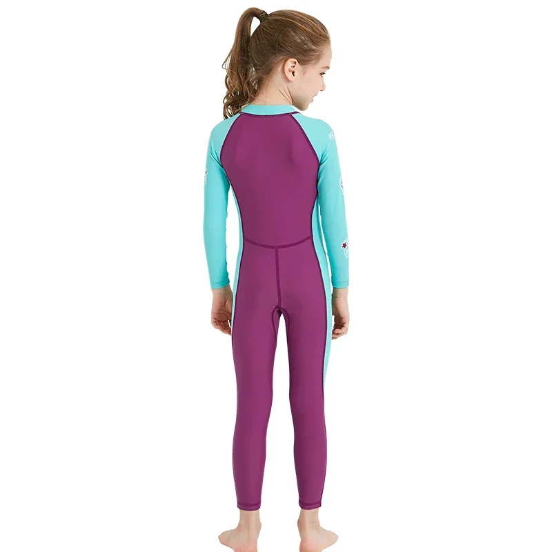 Kids UPF50+ Diving Swimsuit 1mm Long Sleeve Back Zip Surfing Jumpsuit Children swim Rashguard Suit for Boy Girl Dive Kayak Scuba