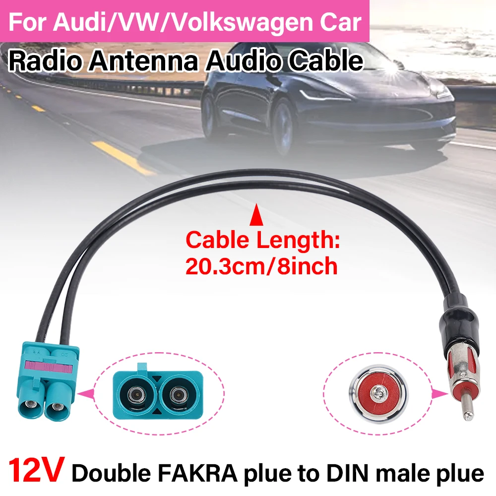 Car Radio Audio Cable Adaptor Antenna Audio Cable Male Double Fakra-Din Male Aerial For Audi/VW/Volkswagen Car Electric Device