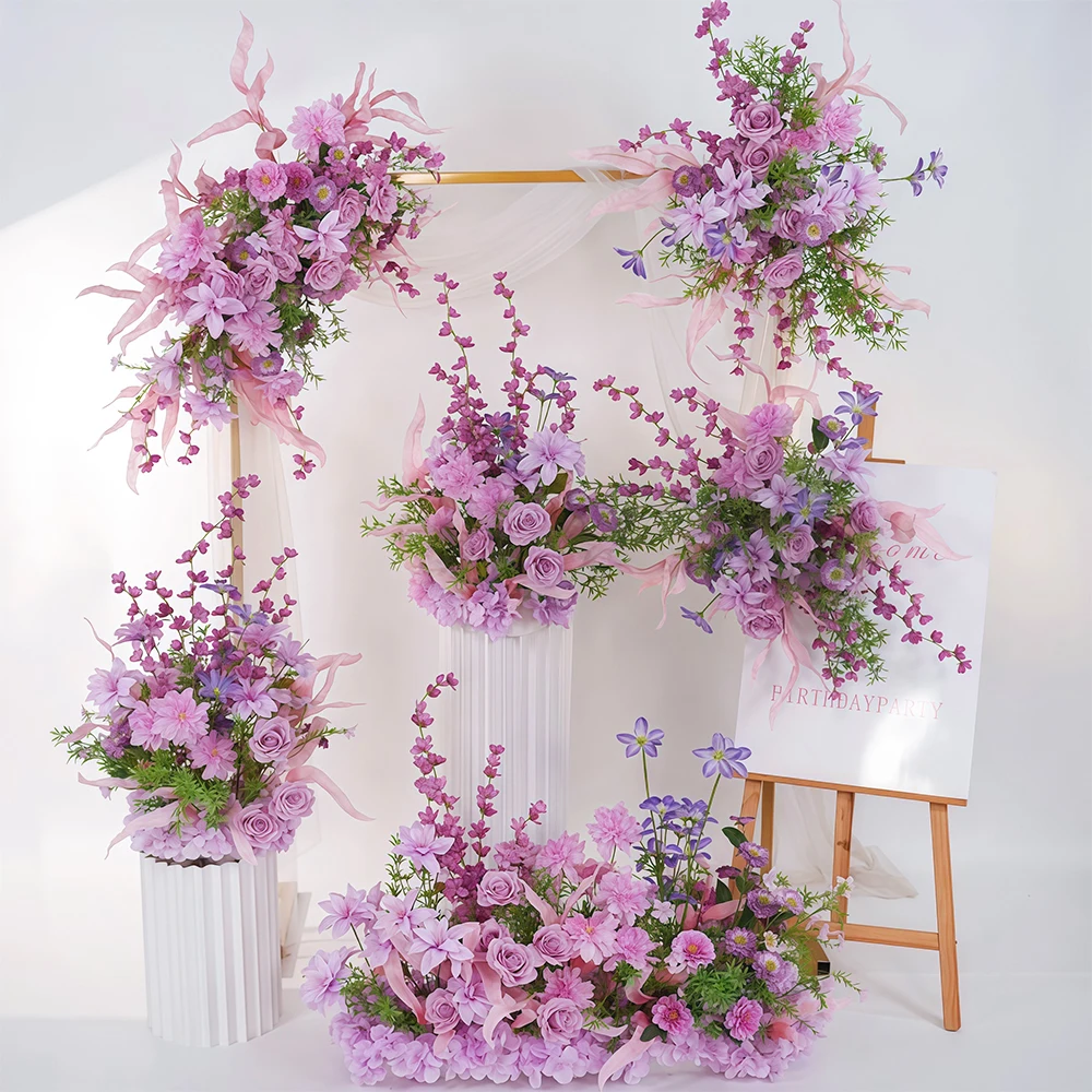 

Роскошные фиолетовые розы, гортензия, свадебный декор, дорожка для прохода, цветы, арка, подвесные гирлянды, центральные украшения для стола, шаровые украшения